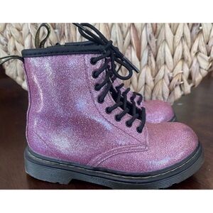 Dr. Martens 1460 Pink Glitter Boots Girls  Toddler Size 8 Lace Up 8-Eye